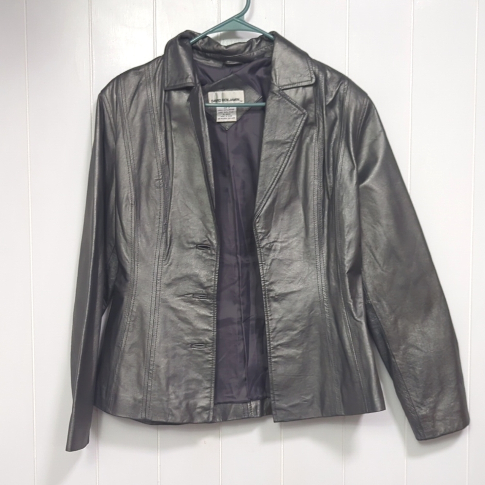 David Benjamin Silver 100% Leather Jacket